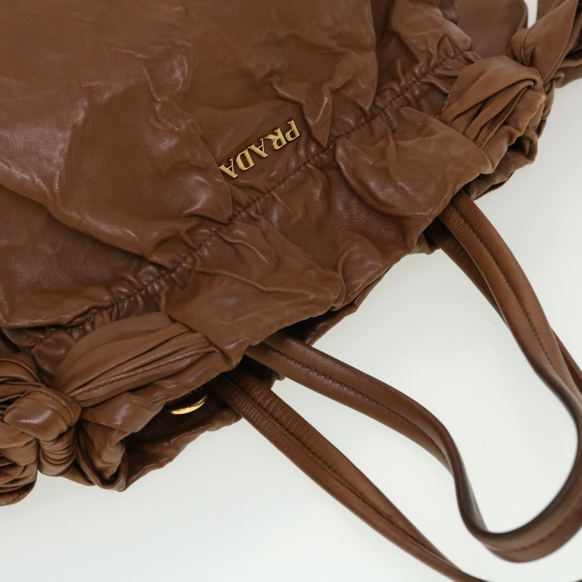 PRADA Hand Bag Leather 2way Shoulder Bag Brown  yb143