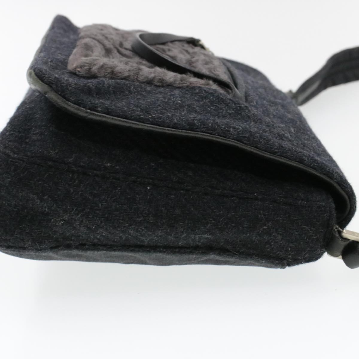 PRADA Suede Shoulder Bag Black  yk115