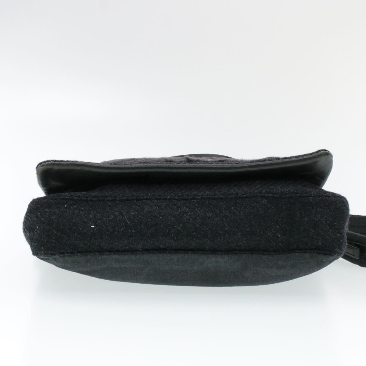 PRADA Suede Shoulder Bag Black  yk115