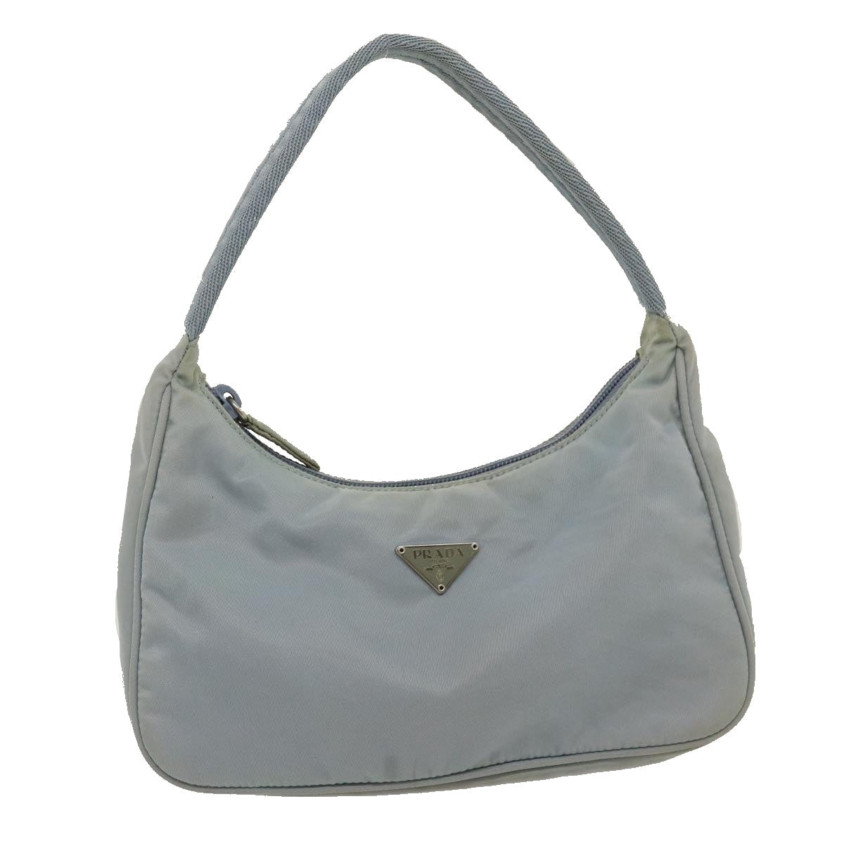 PRADA Pouch Hand Bag Nylon Light Blue  yk4554