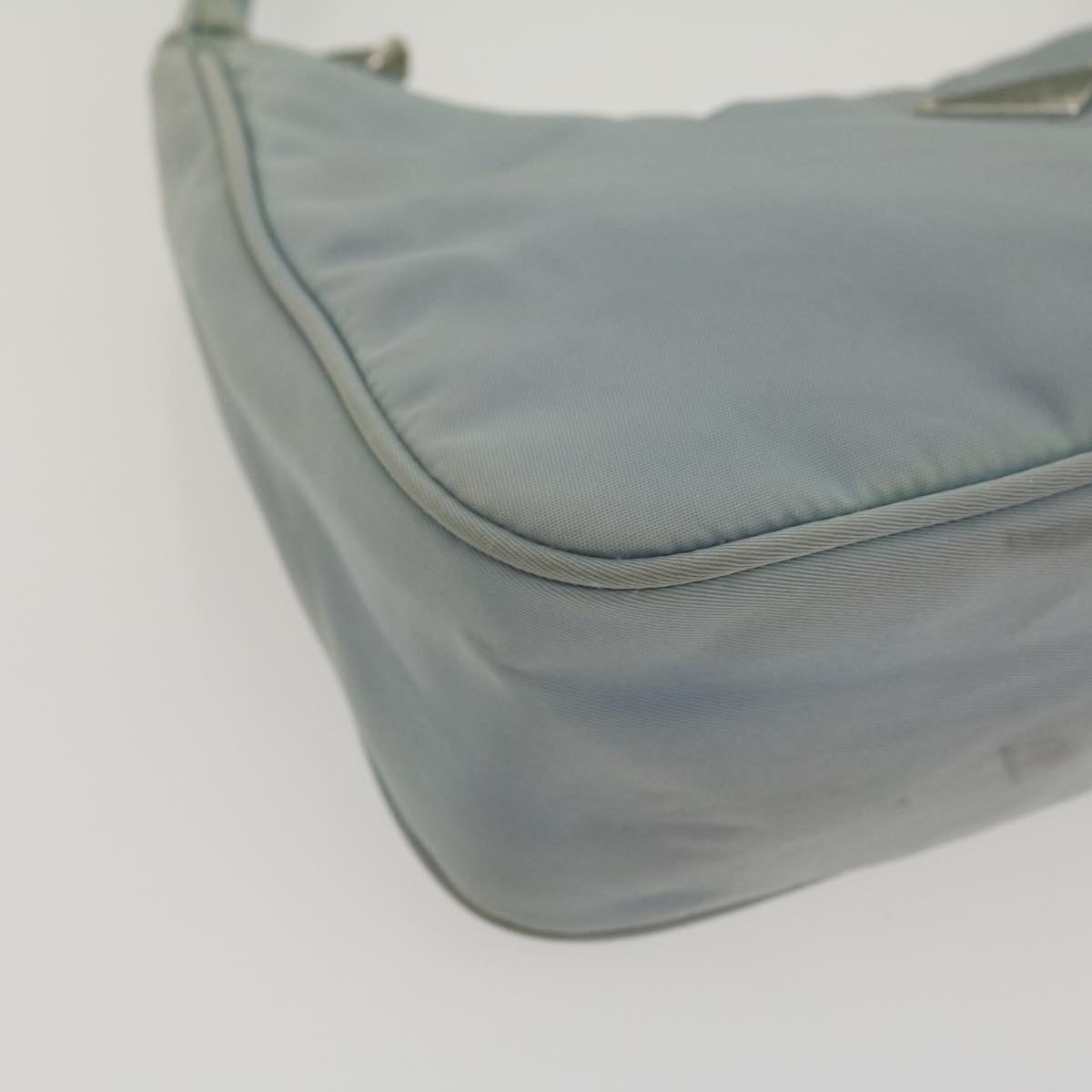 PRADA Pouch Hand Bag Nylon Light Blue  yk4554