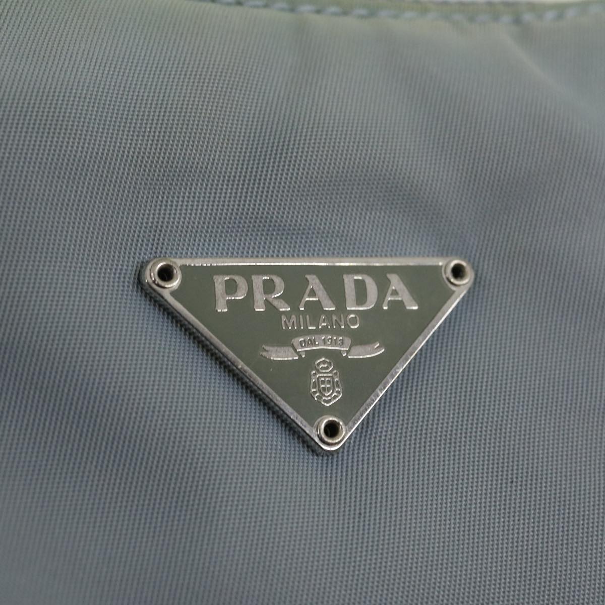 PRADA Pouch Hand Bag Nylon Light Blue  yk4554