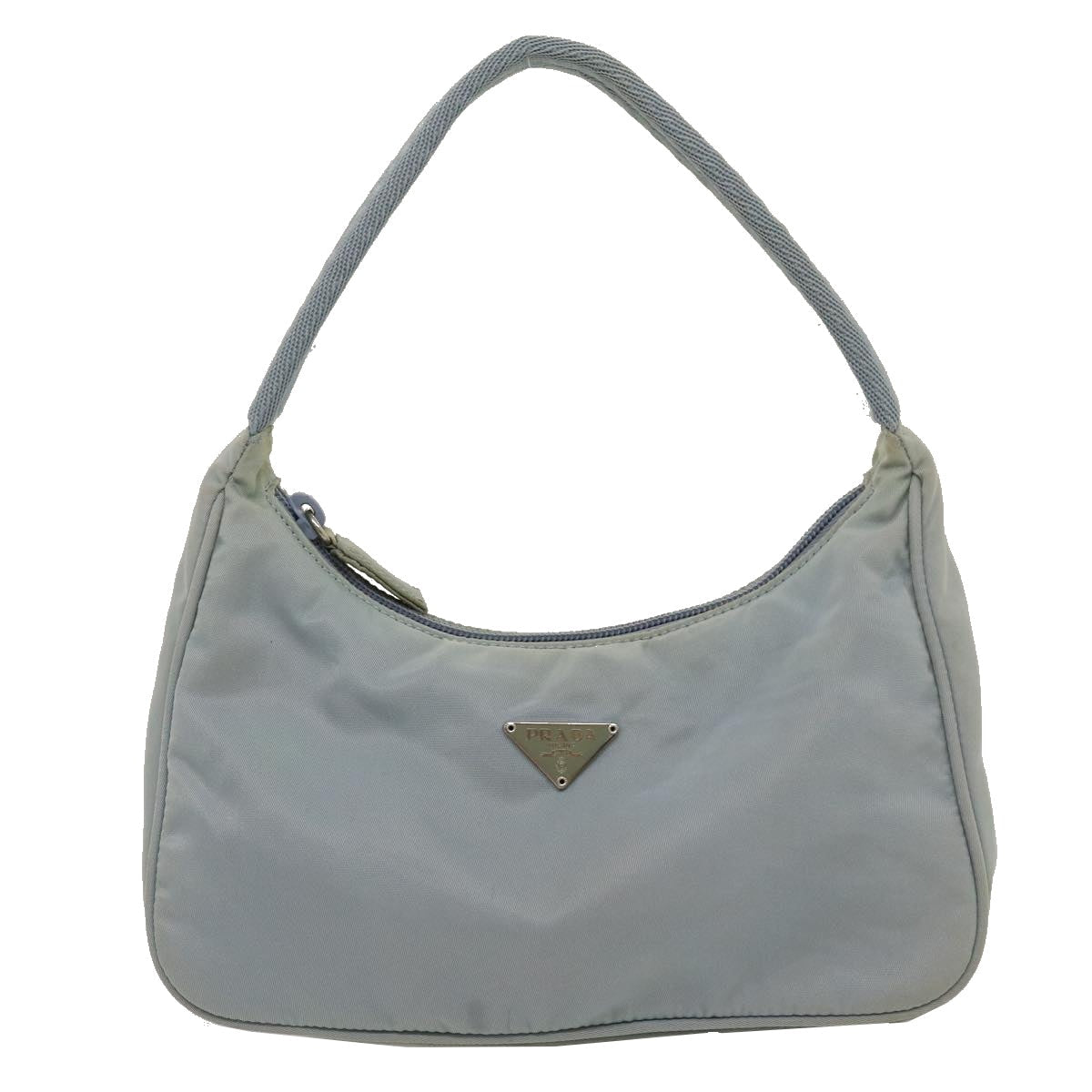 PRADA Pouch Hand Bag Nylon Light Blue  yk4554