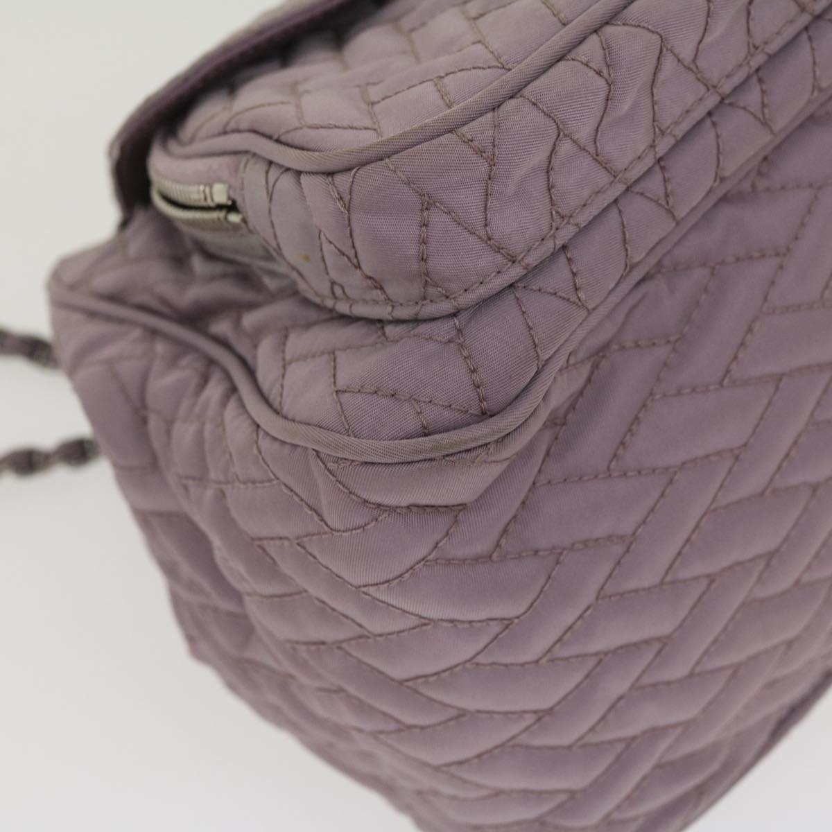 PRADA Chain Shoulder Bag Quilted Nylon Purple  yk4614