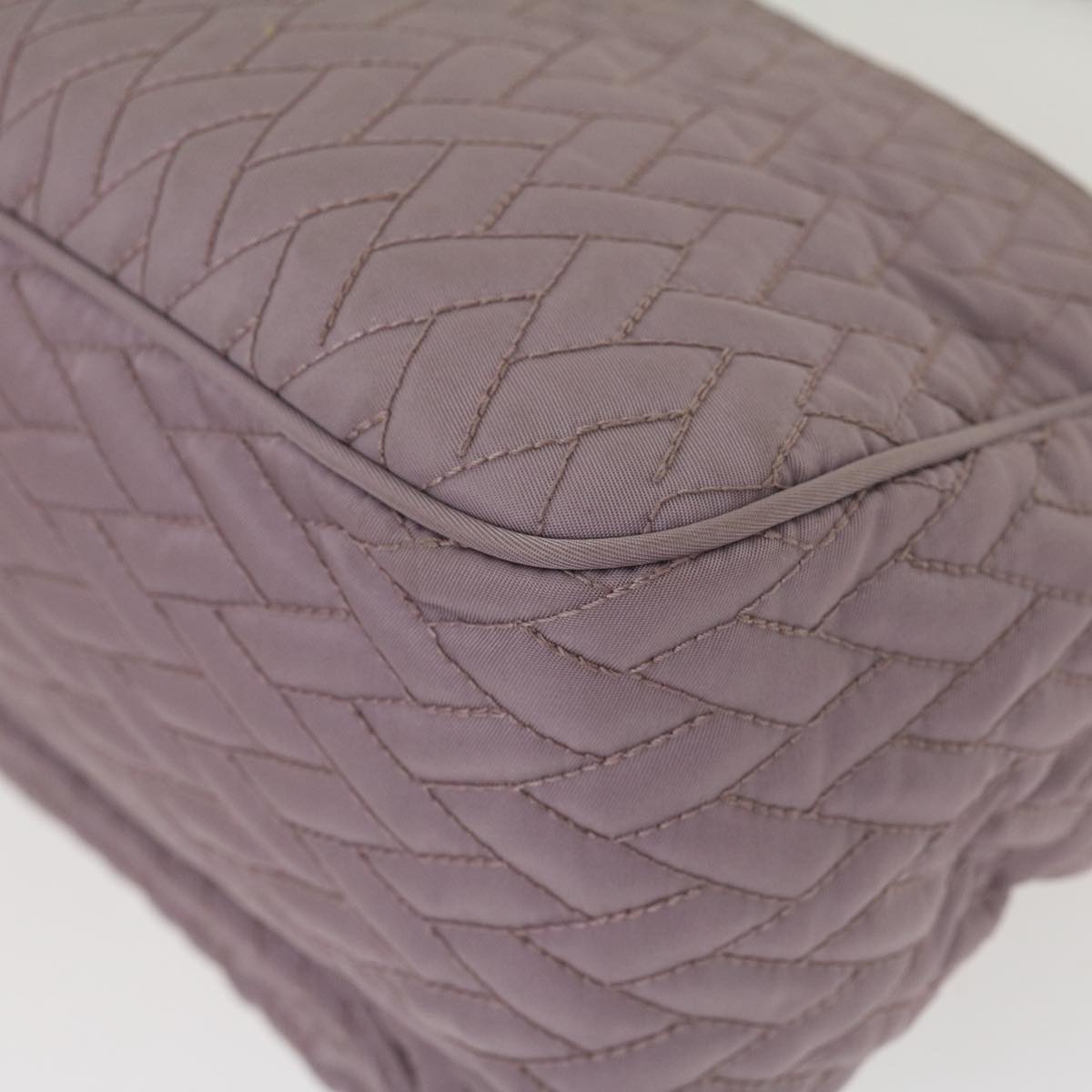 PRADA Chain Shoulder Bag Quilted Nylon Purple  yk4614