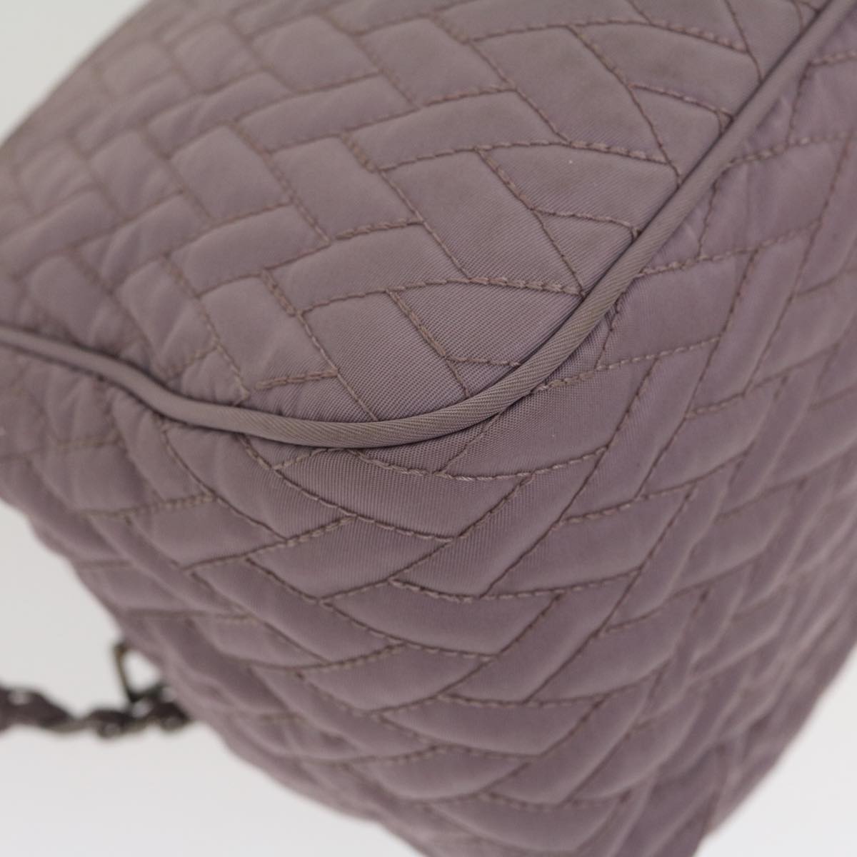 PRADA Chain Shoulder Bag Quilted Nylon Purple  yk4614