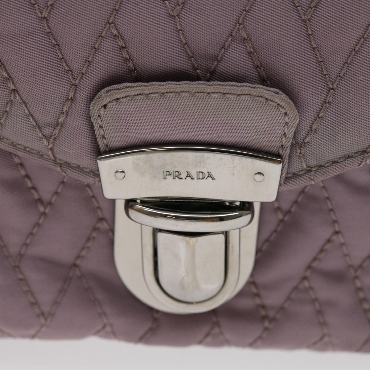 PRADA Chain Shoulder Bag Quilted Nylon Purple  yk4614