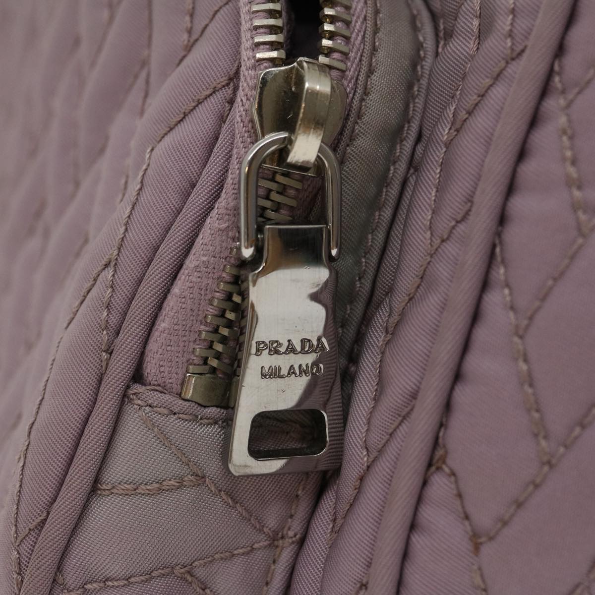 PRADA Chain Shoulder Bag Quilted Nylon Purple  yk4614