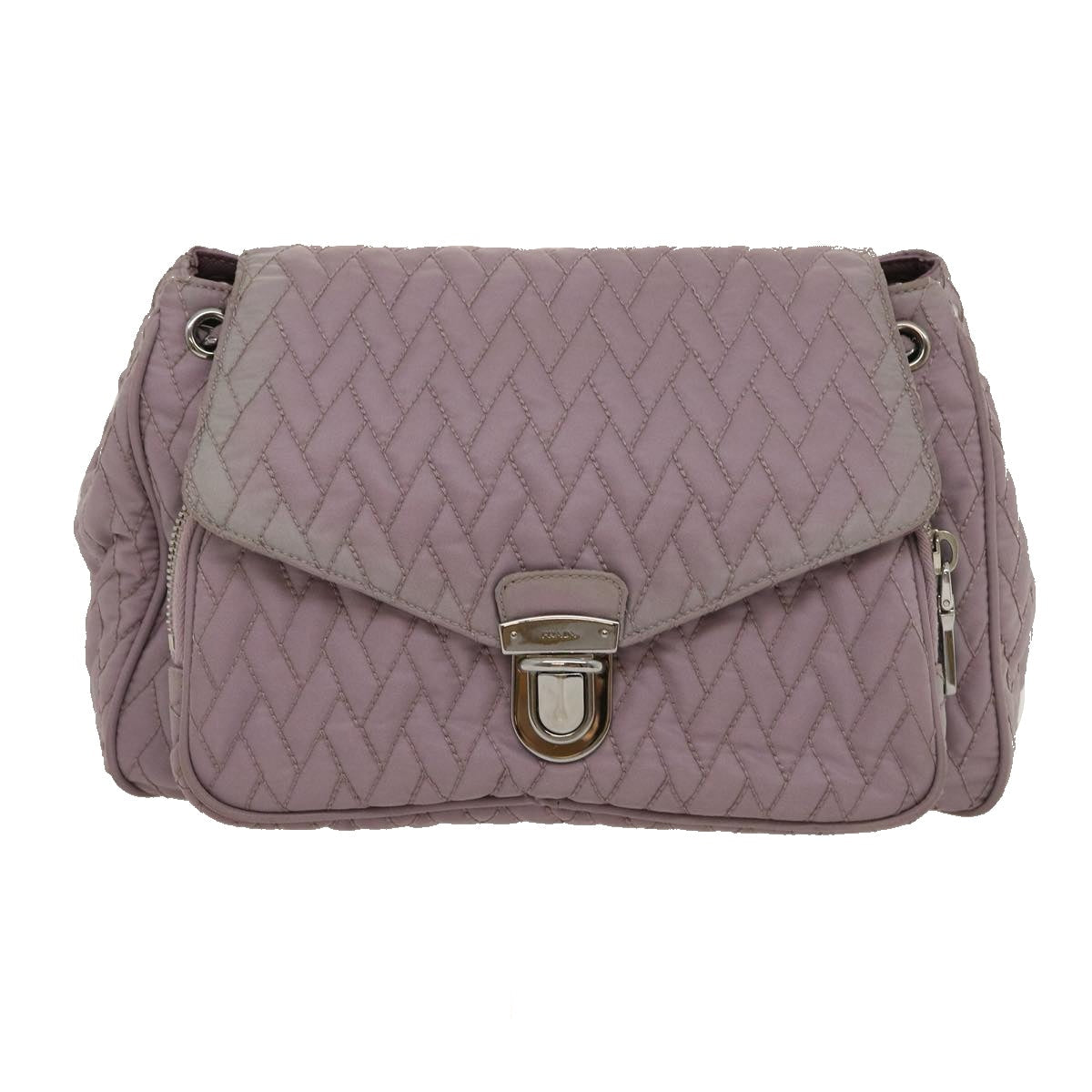 PRADA Chain Shoulder Bag Quilted Nylon Purple  yk4614