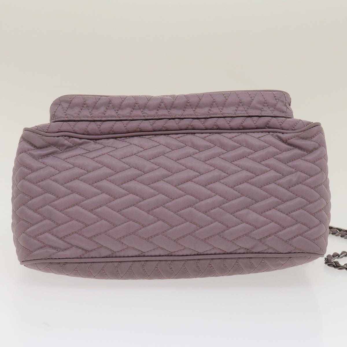 PRADA Chain Shoulder Bag Quilted Nylon Purple  yk4614