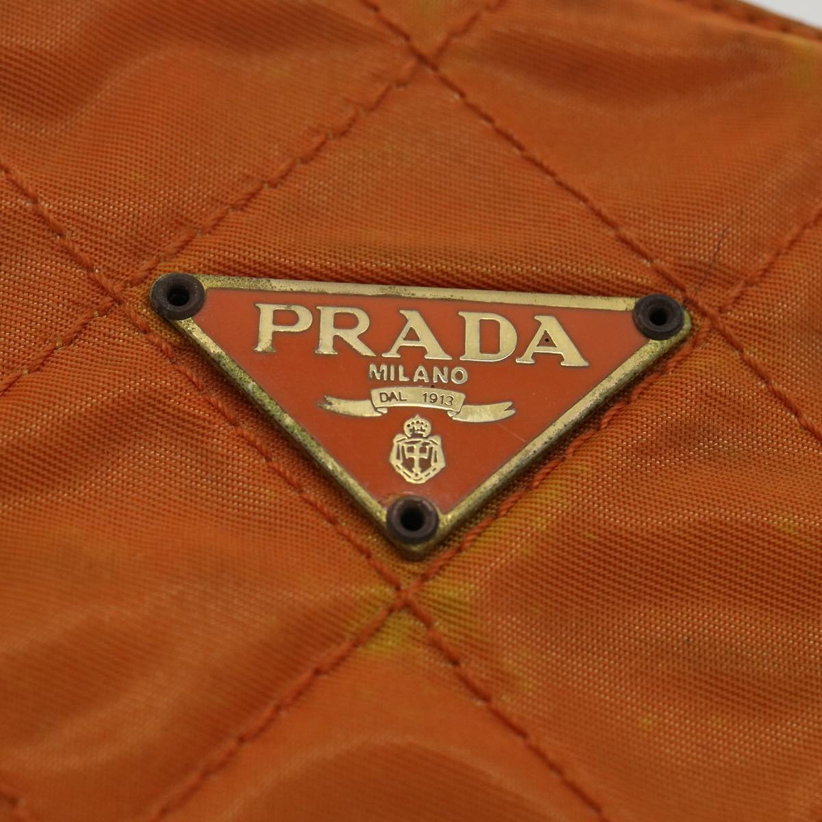 PRADA Quilted Chain Shoulder Bag Nylon Orange  yk5414