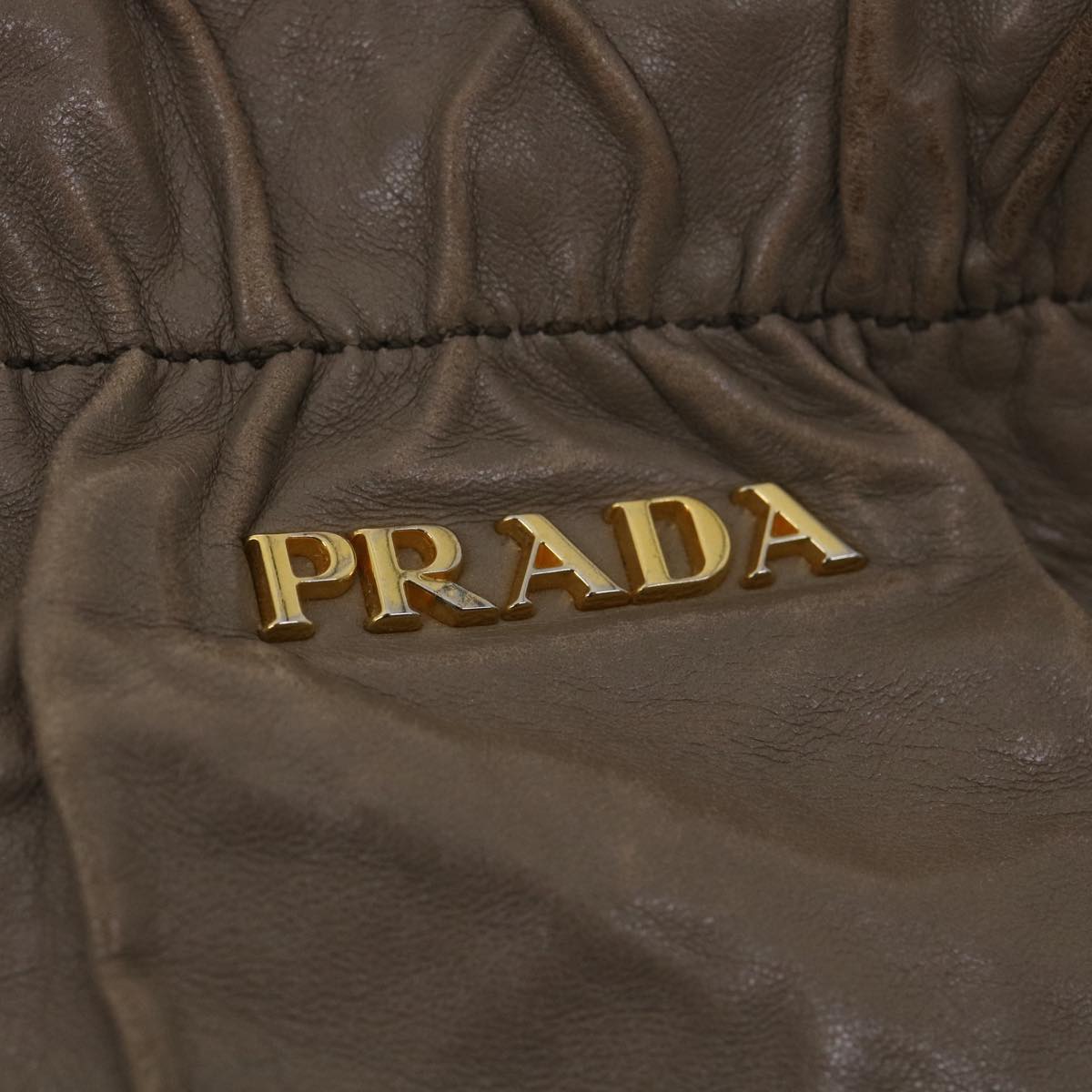 PRADA Hand Bag Leather 2way Gray  yk5987