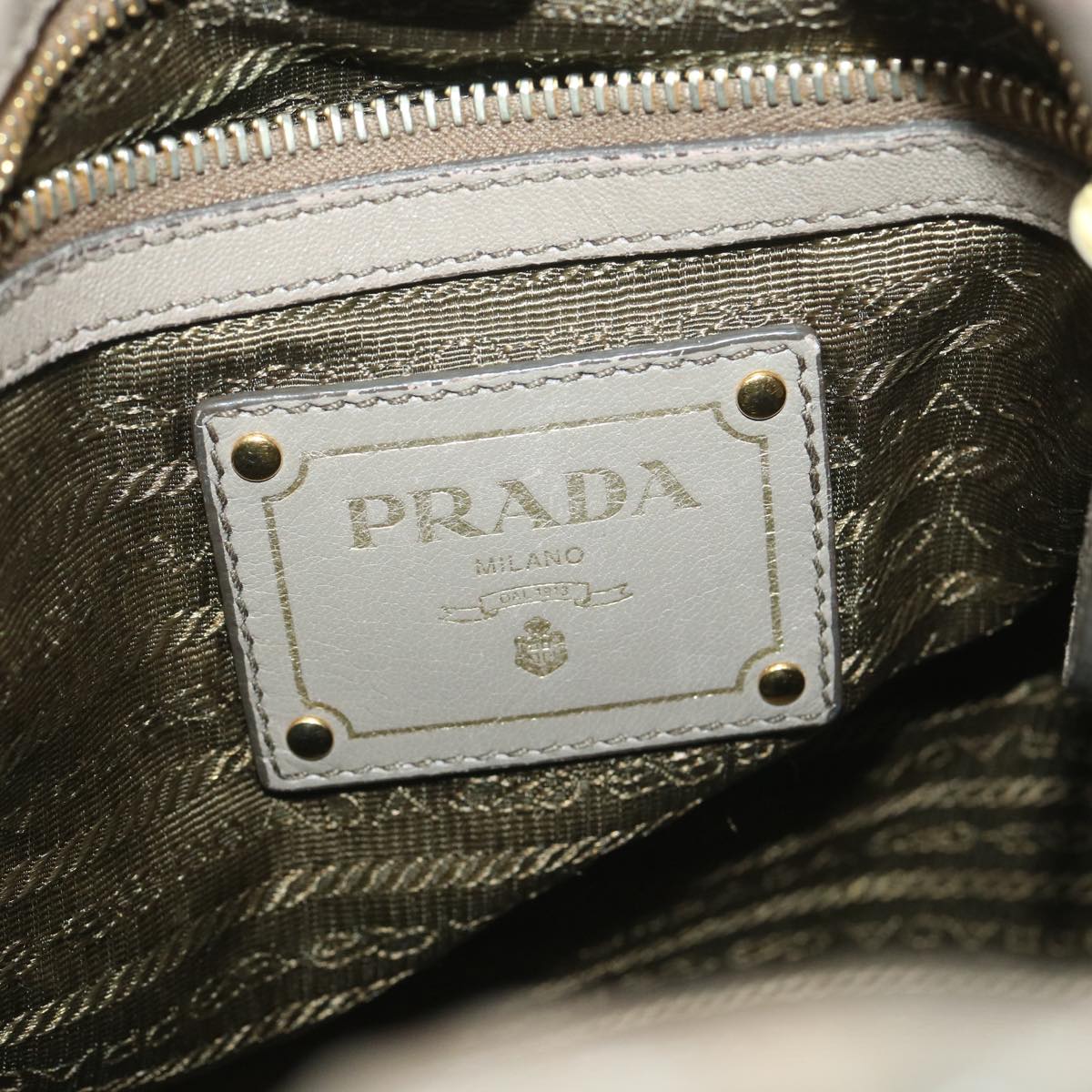 PRADA Hand Bag Leather 2way Gray  yk5987