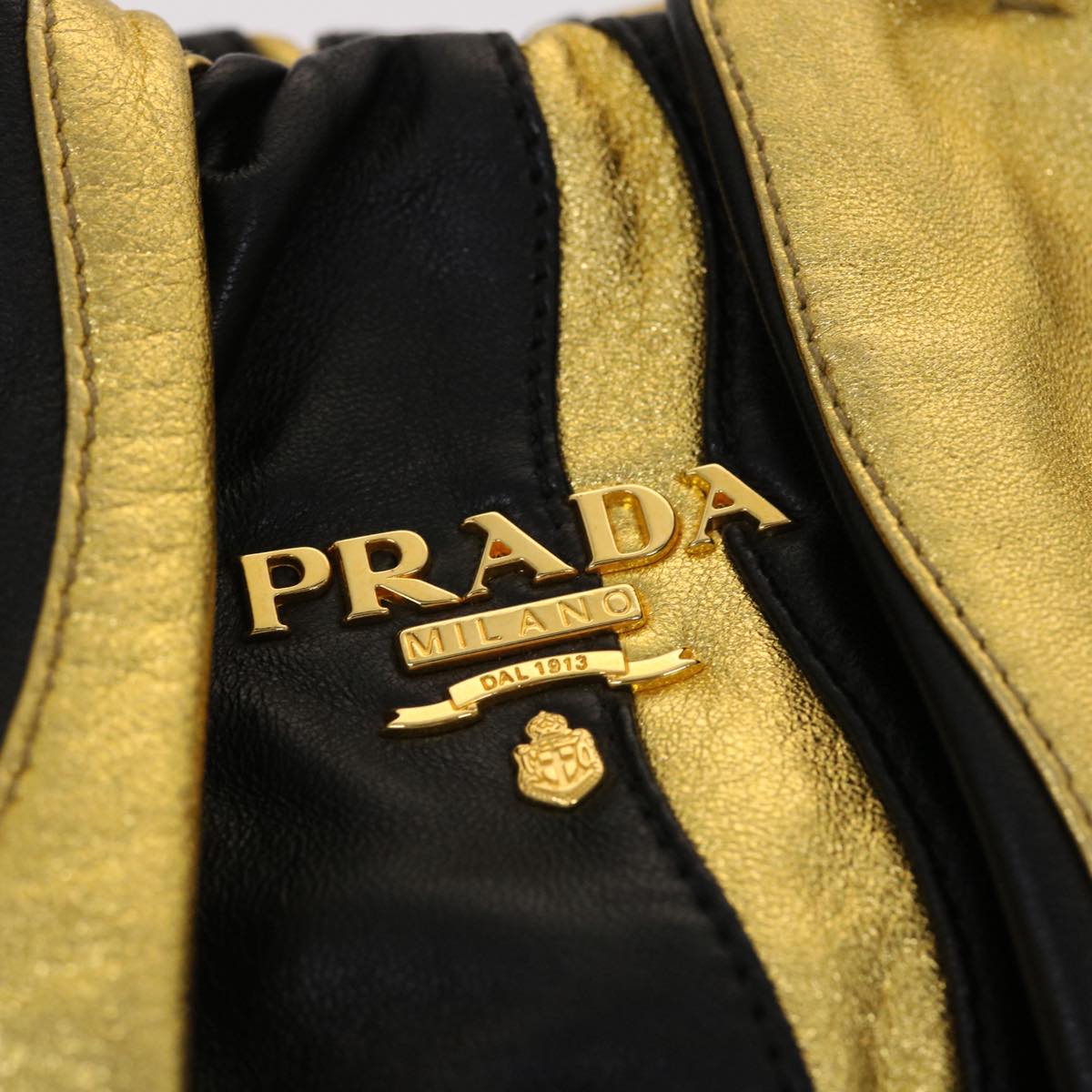 PRADA Hand Bag Nylon 2way Gold Tone  yk7593