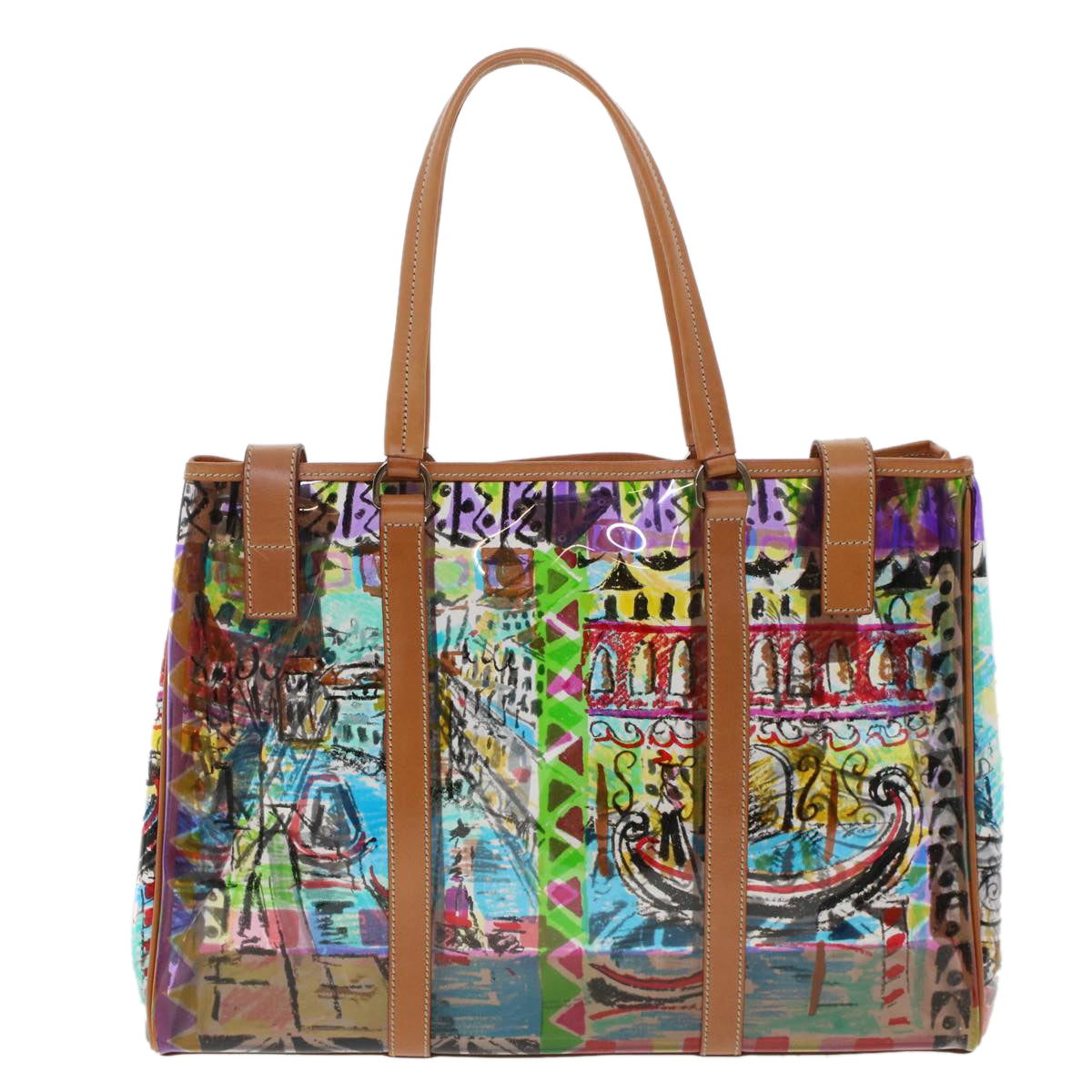 PRADA Venice Pattern Tote Bag Vinyl Leather Multicolor BR2515  yk7665B