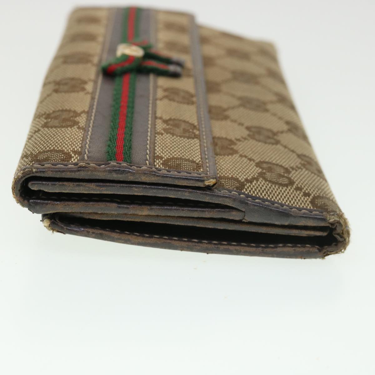 GUCCI GG Canvas Web Sherry Line Long Wallet 2Set Beige Brown Red  yt976