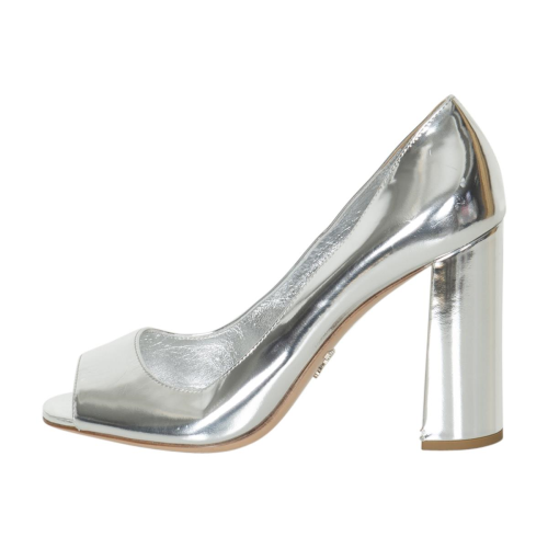 Prada Chrome Peep-Toe Pumps