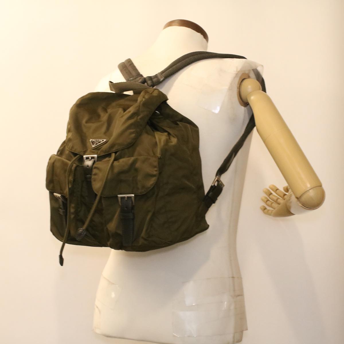 Prada Khaki Synthetic  backpack bag