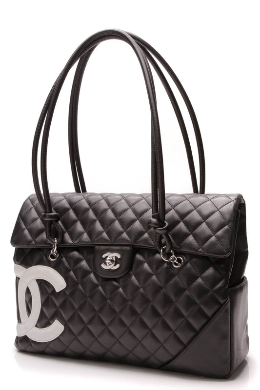 Cambon Ligne Flap Large Tote Bag - Black