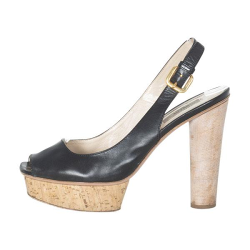 Prada Leather Platform Slingback Pumps