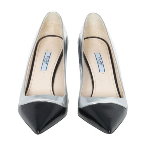 Prada Leather Metallic Pumps