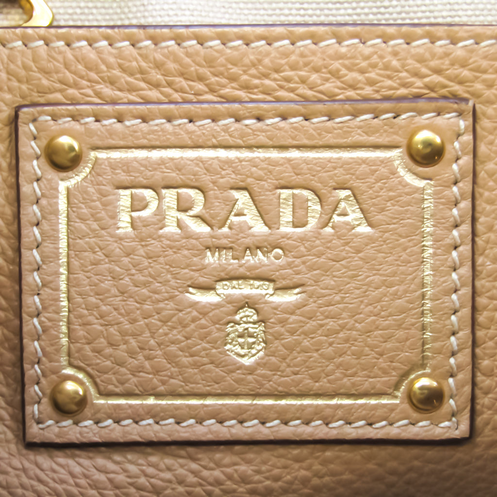 Prada Camel Leather Vitello tote bag