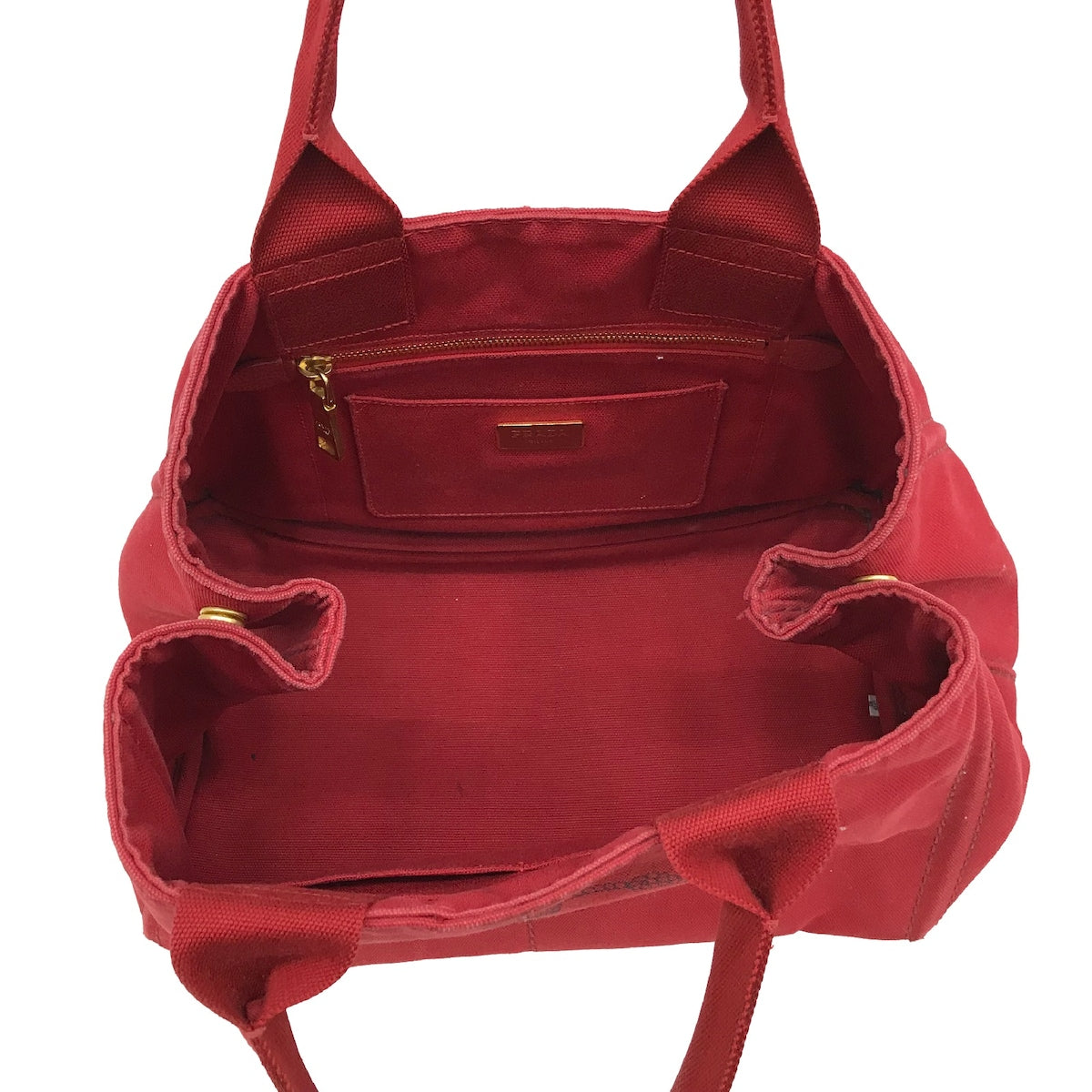 Prada Red Canvas Canapa tote bag