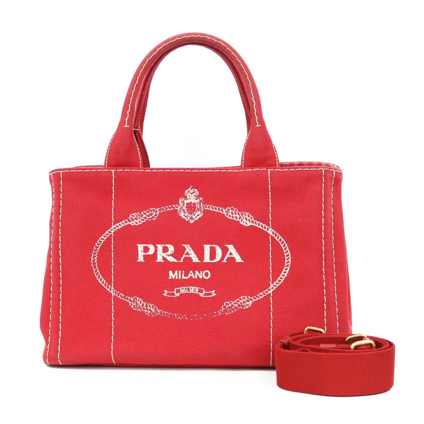 Prada Red Canvas Canapa handbag bag