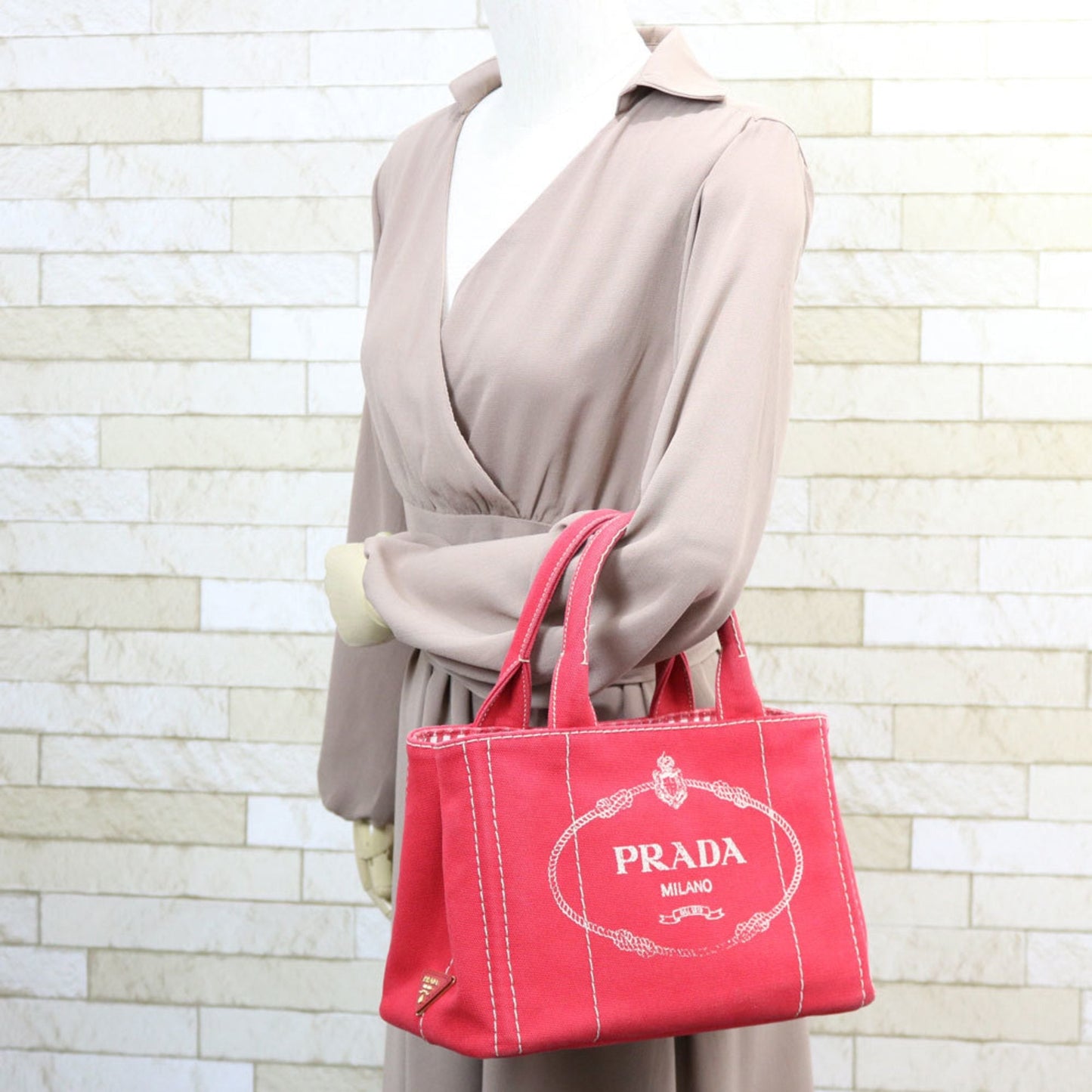 Prada Red Canvas Canapa handbag bag