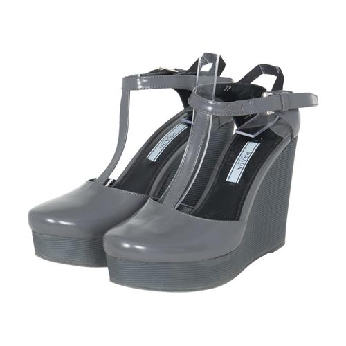 Prada Leather T-Strap Wedges