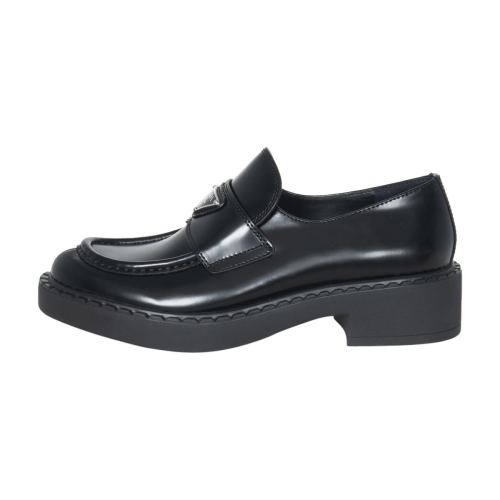 Prada Brushed Leather Logo Loafers