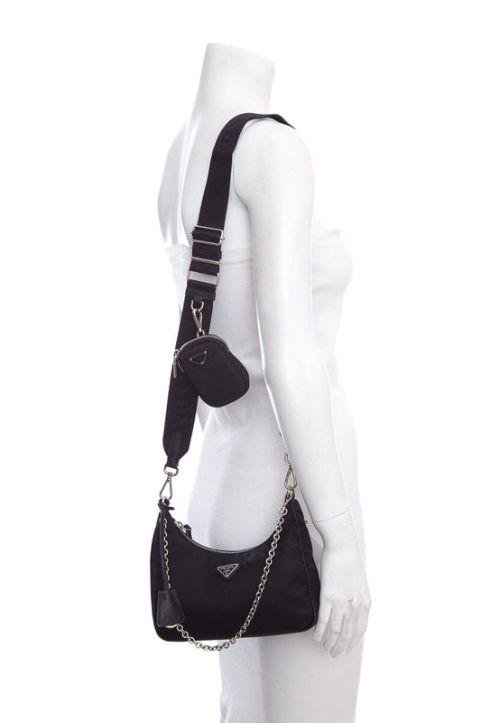 Prada Re-Edition Tessuto 2005 Black Hobo Handbag