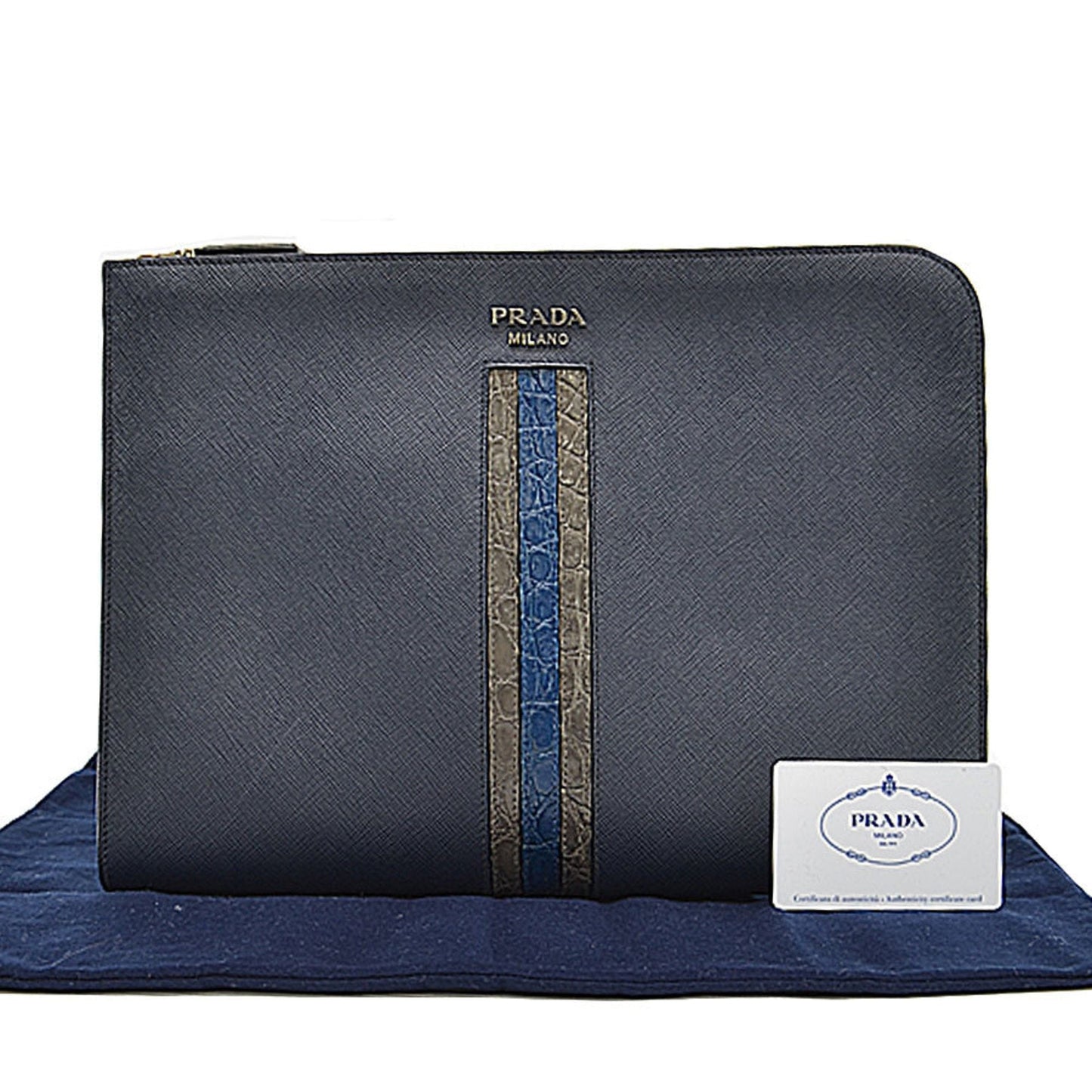 Prada Navy Leather  clutch bag