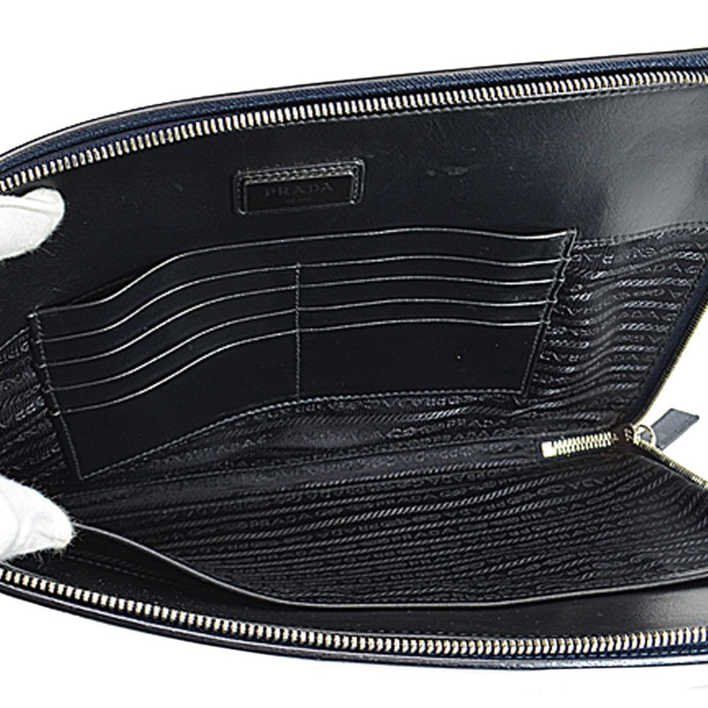 Prada Navy Leather  clutch bag