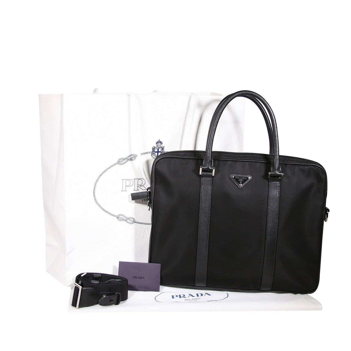 Prada Black Synthetic Saffiano briefcase bag