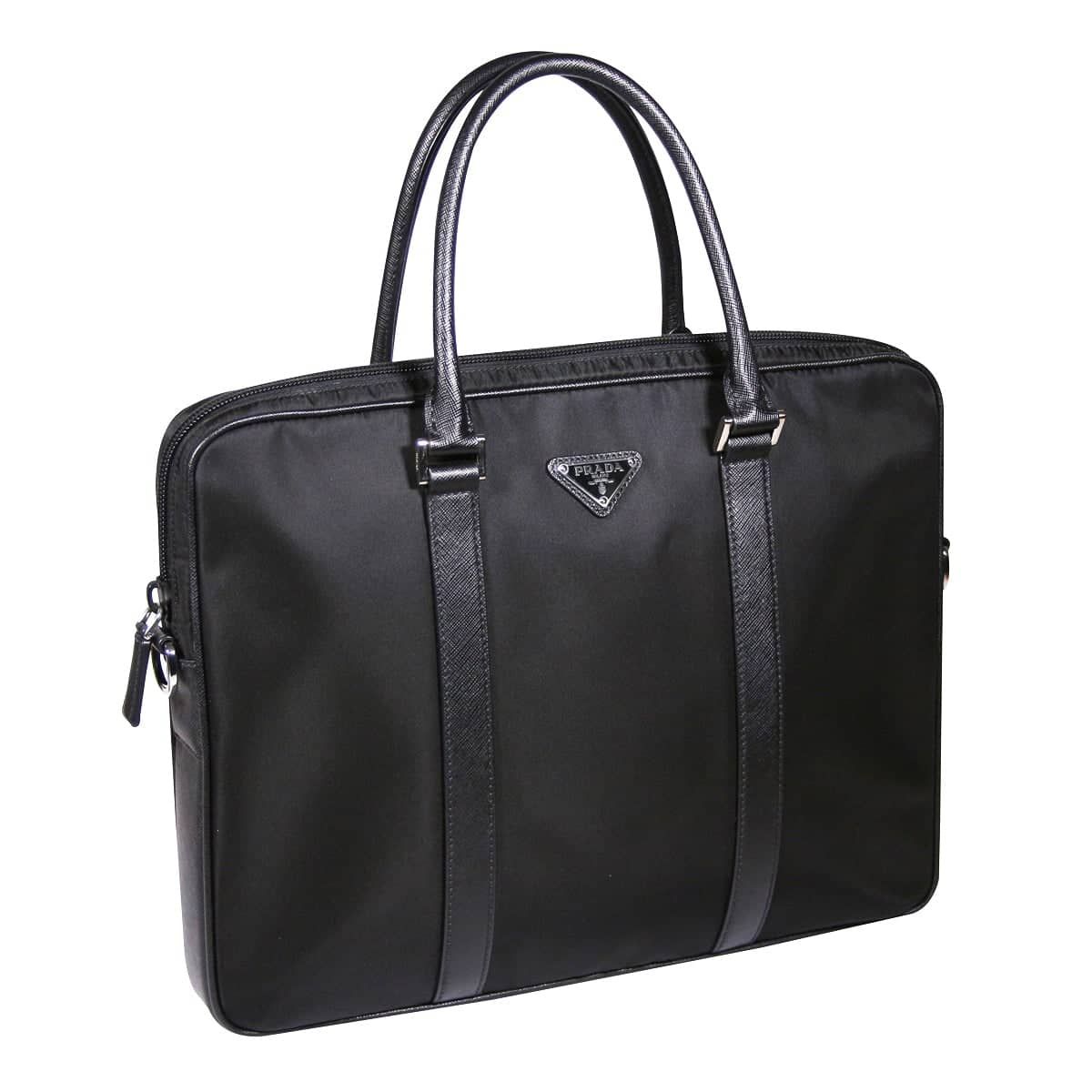 Prada Black Synthetic Saffiano briefcase bag