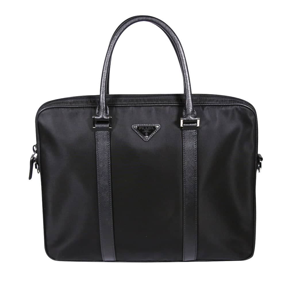 Prada Black Synthetic Saffiano briefcase bag