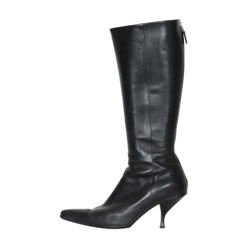 Prada Leather Kitten Heel Boots