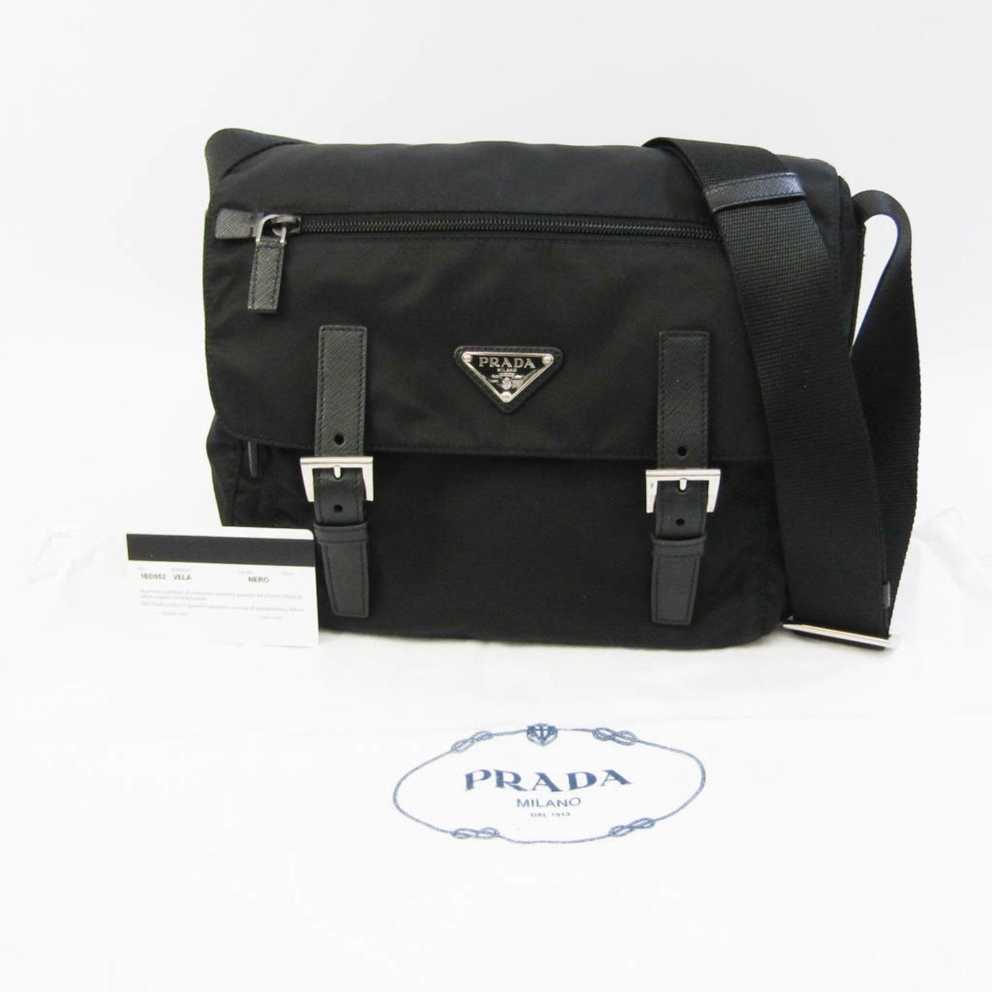 Prada Black Synthetic Vela shoulder bag