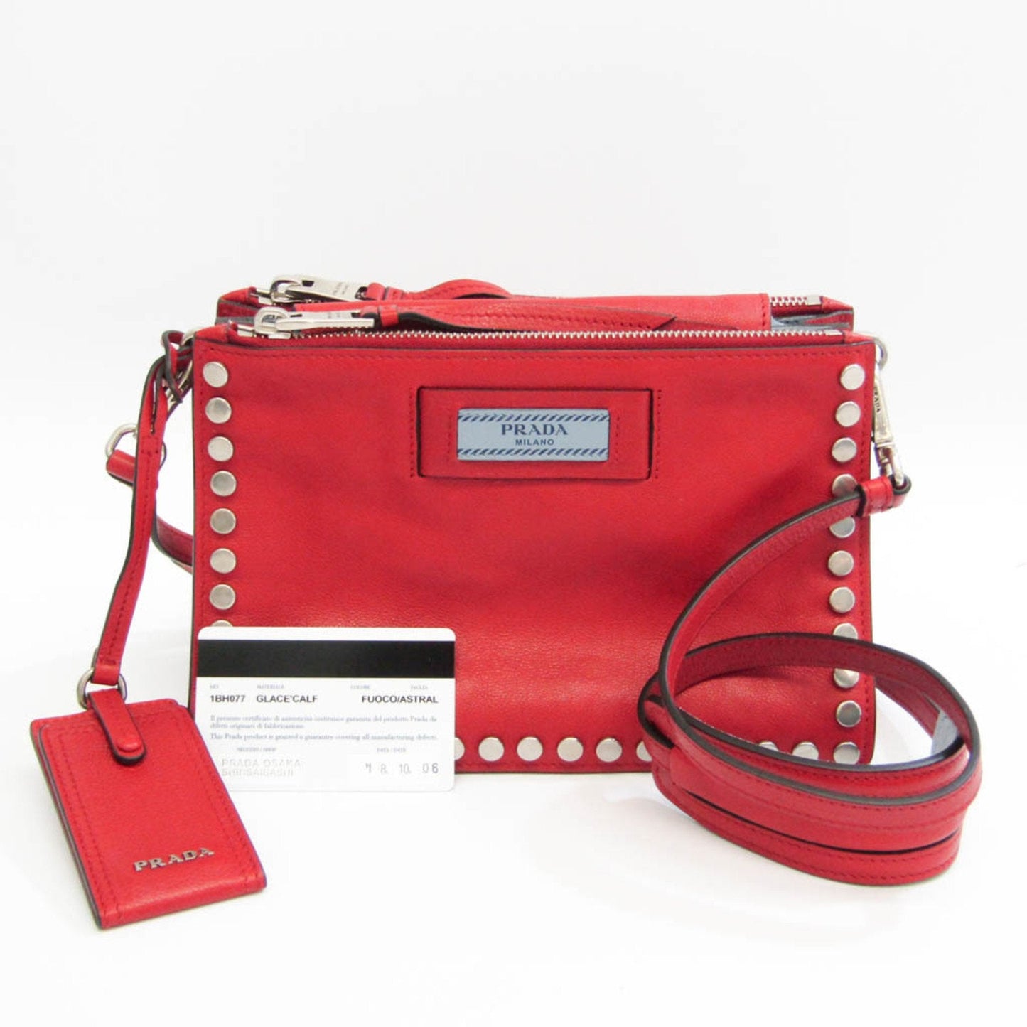 Prada Red Leather Etiquette shoulder bag