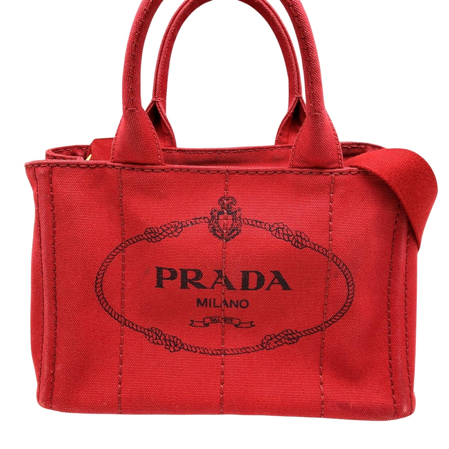 Prada Red Canvas Canapa shoulder bag