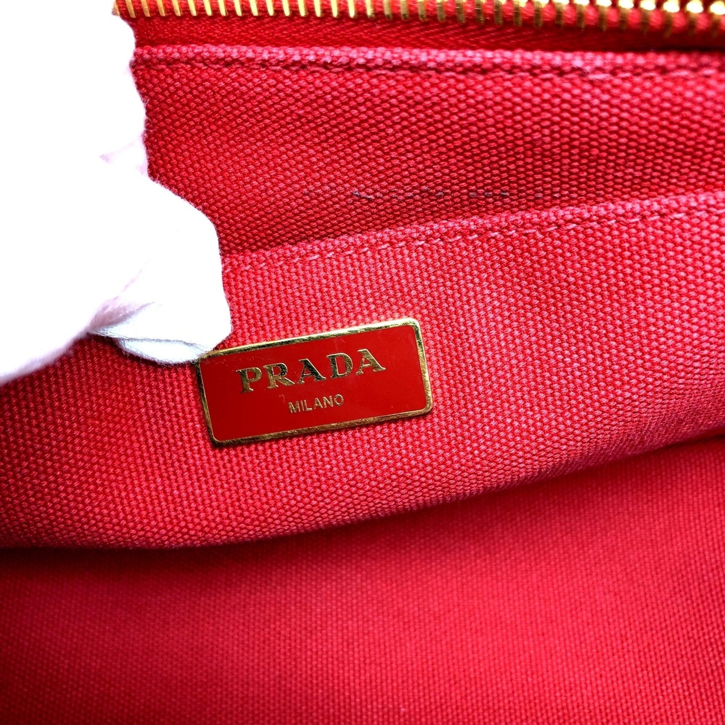 Prada Red Canvas Canapa shoulder bag