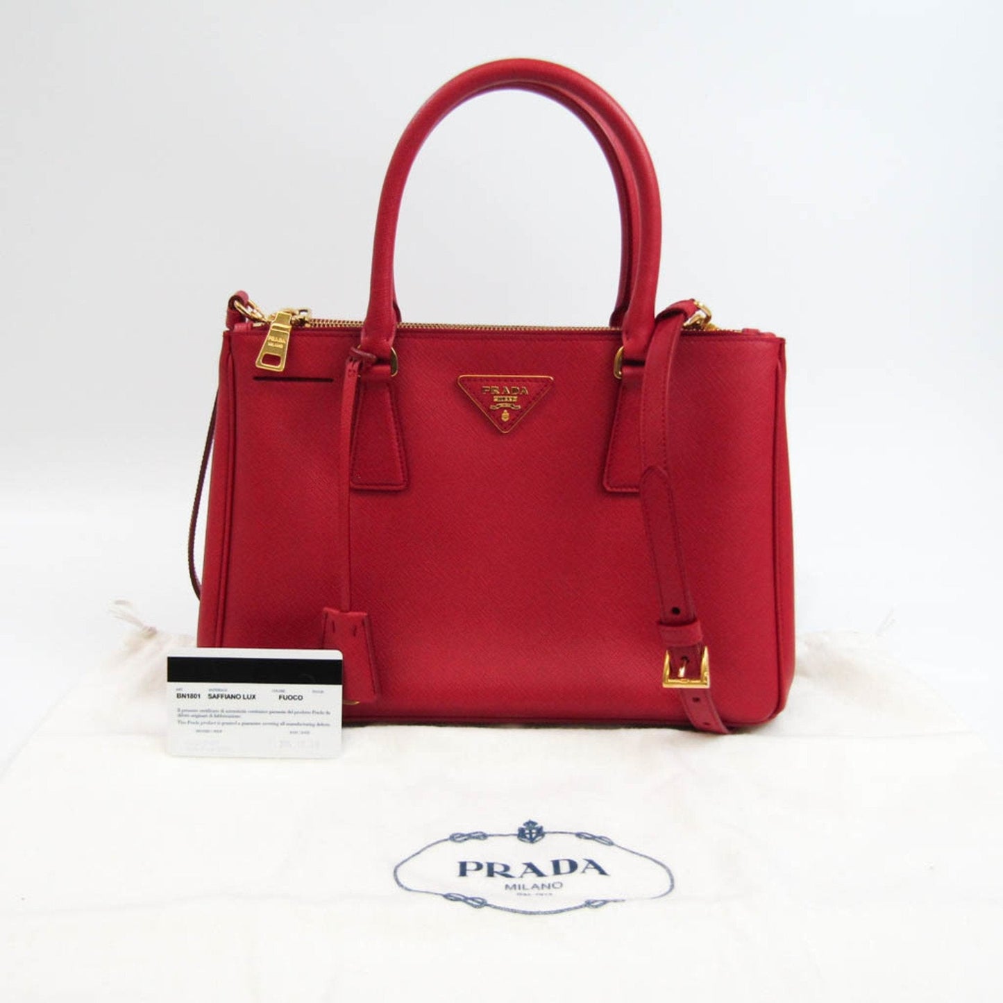 Prada Red Leather Galleria handbag bag