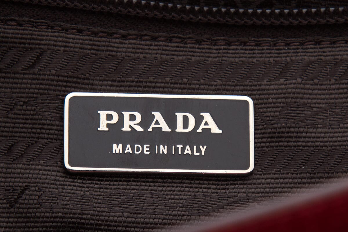 Prada Madras Cerniera Top Handle Red Handbag