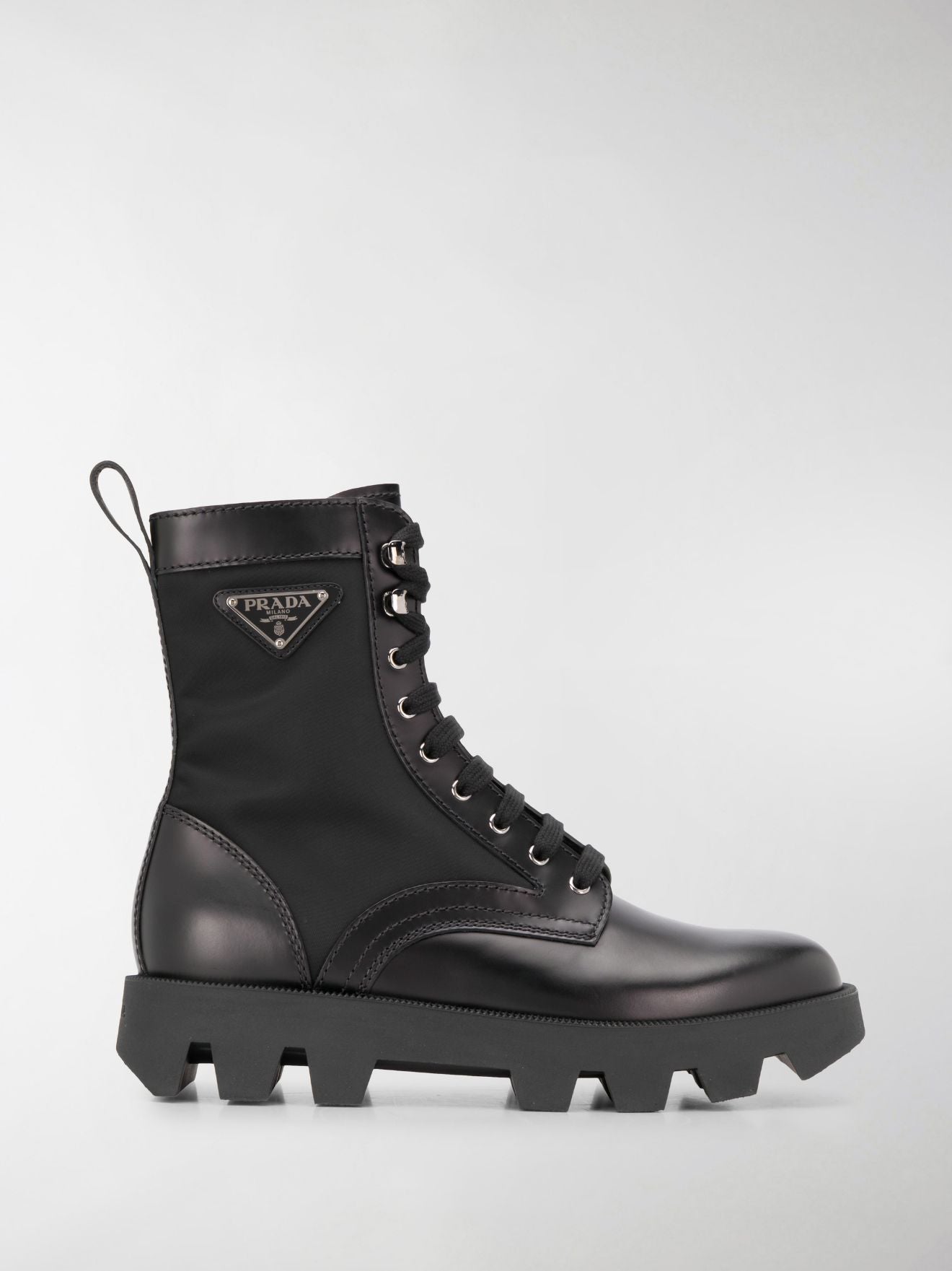 PRADA Nylon-Inset Leather Boots