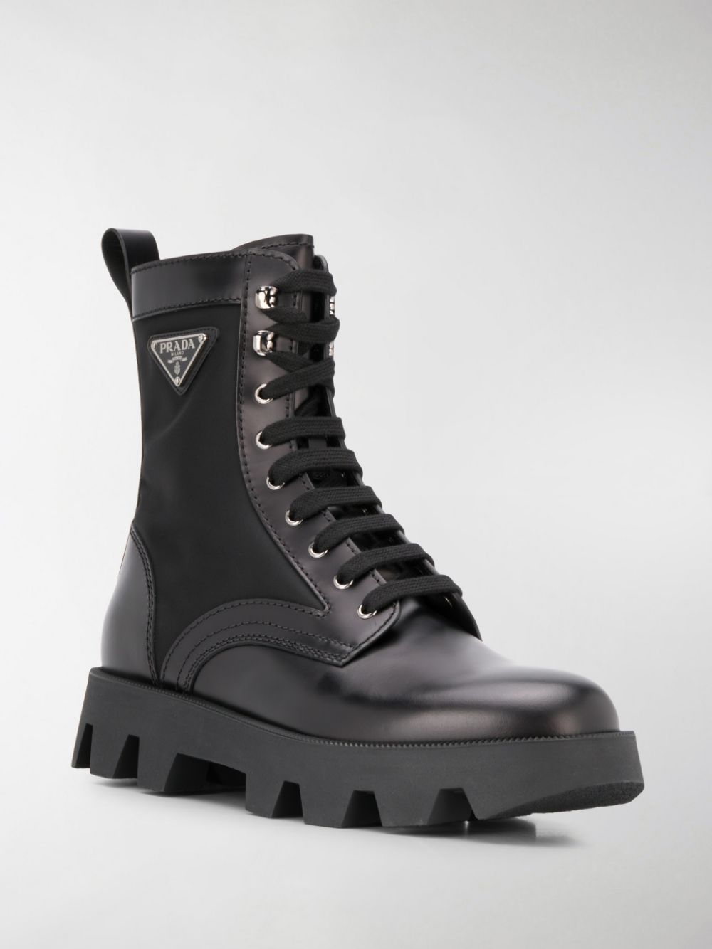 PRADA Nylon-Inset Leather Boots