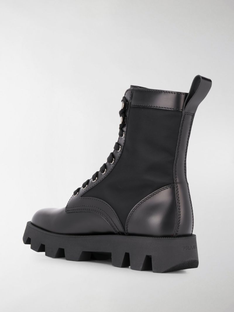 PRADA Nylon-Inset Leather Boots