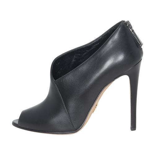 Prada Leather Asymmetric Peep-Toe Booties