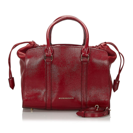 Pre-Loved Burberry Red Bordeaux Others Leather Dinton Satchel United Kingdom