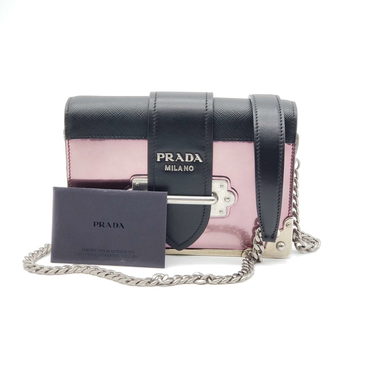 Prada Cahier Metallic Pink Shoulder Rare Bag